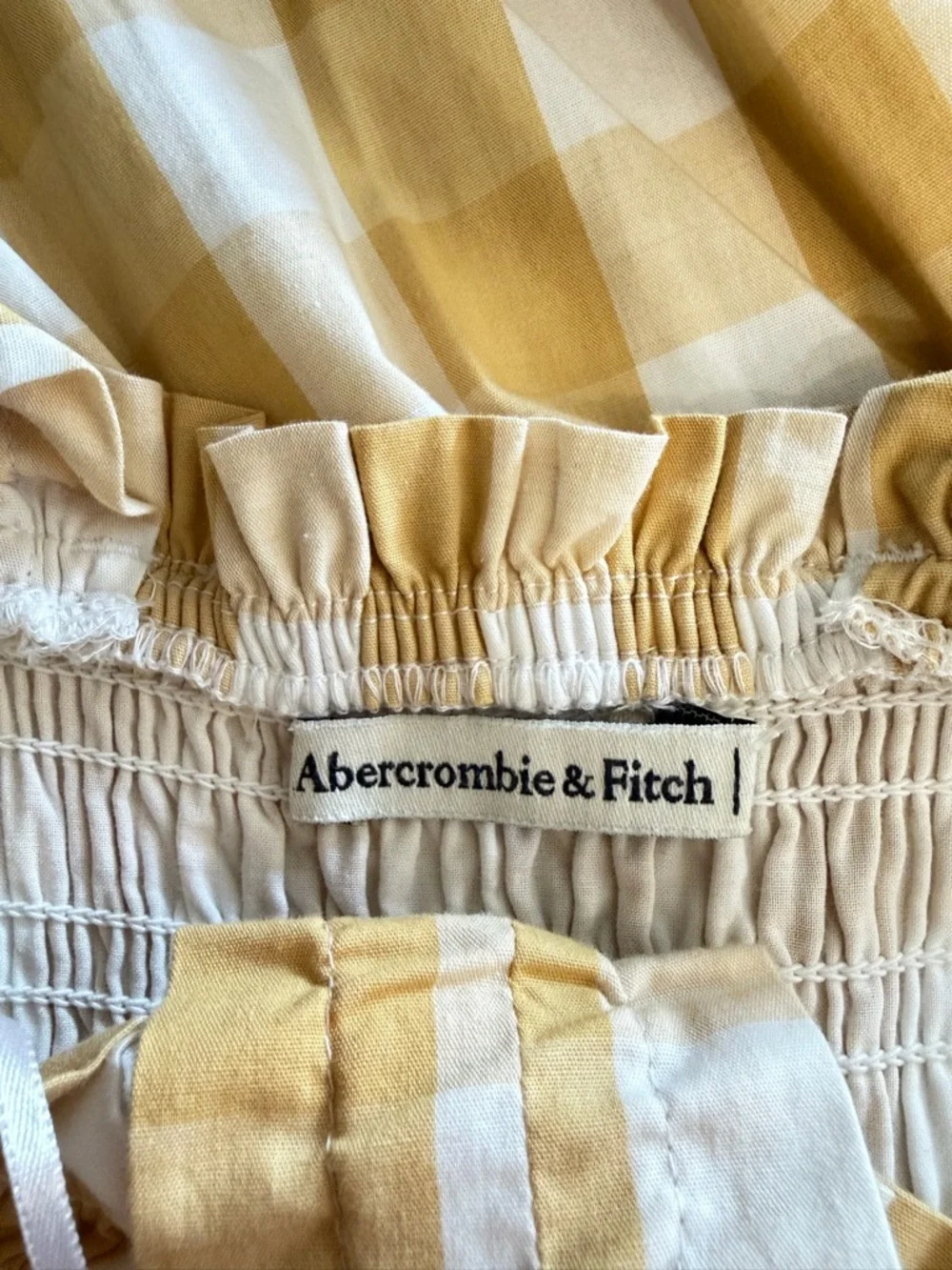 Abercrombie & Fitch Yellow Gingham Ruffle Strap Maxi Dress